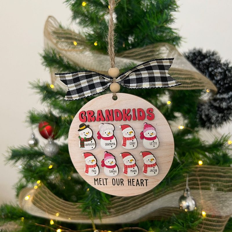 Personalized Grandkids Melt My Heart Christmas Ornament 2023