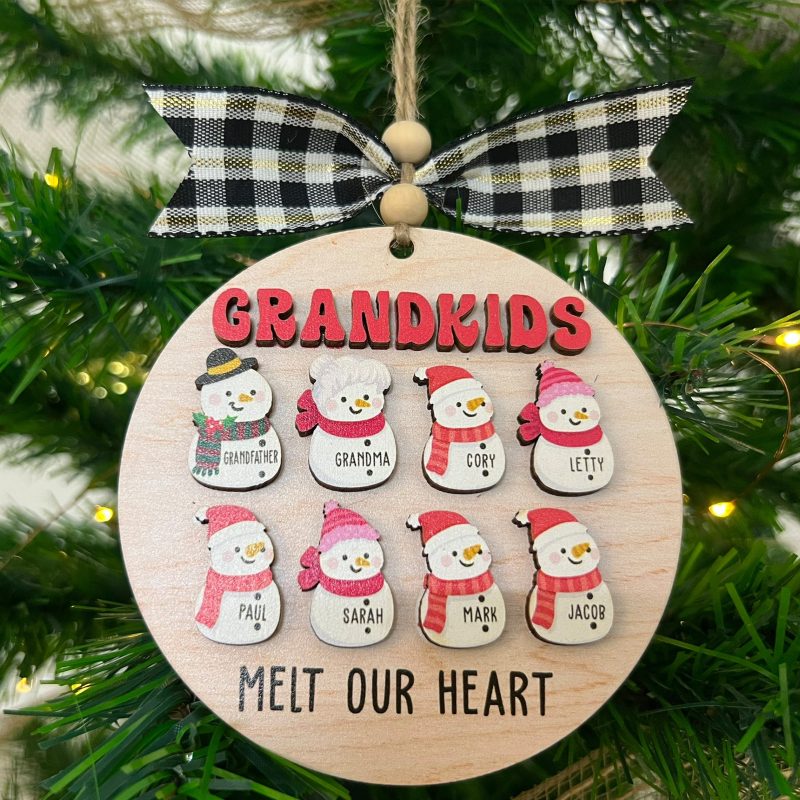 Personalized Grandkids Melt My Heart Christmas Ornament 2023