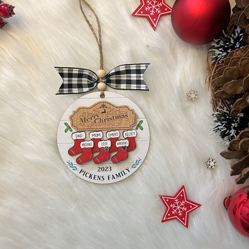 Personalized Family Christmas Ornament 2023, Stocking Christmas Ornament