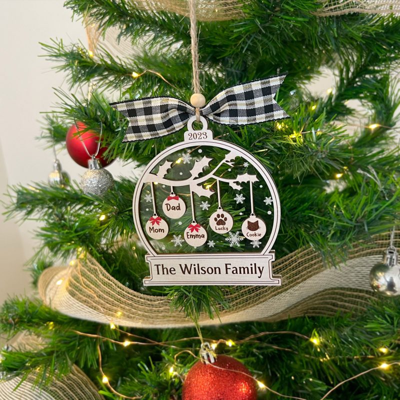 Personalized Family Christmas Ornament, Family Tree Custom, Christmas Tree Ornament