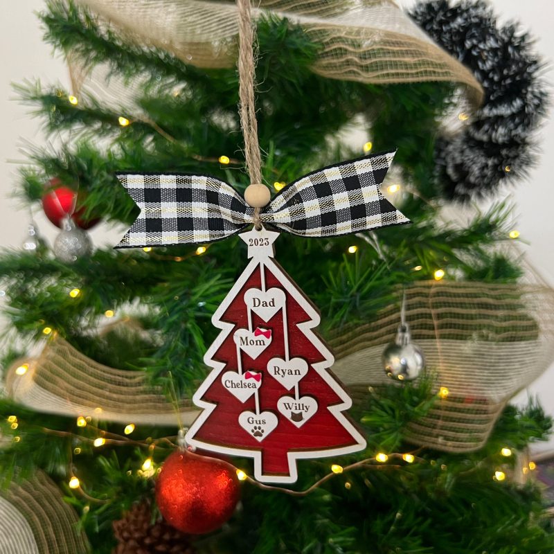 Cute Family Christmas Tree Ornament 2023, With Family Member Names