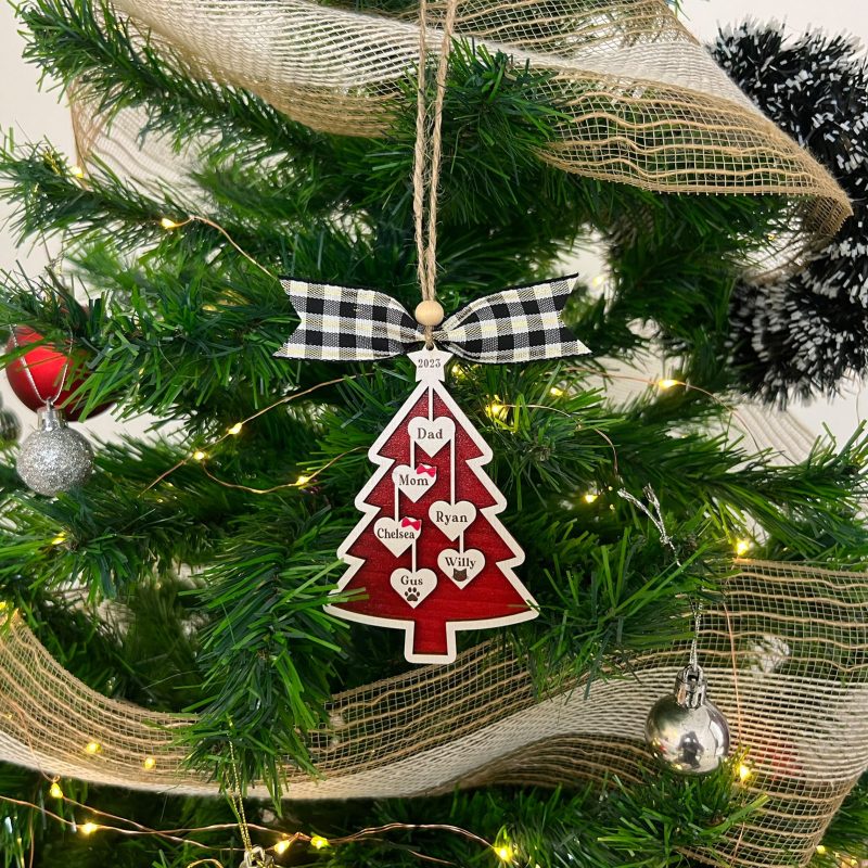 Cute Family Christmas Tree Ornament 2023, With Family Member Names