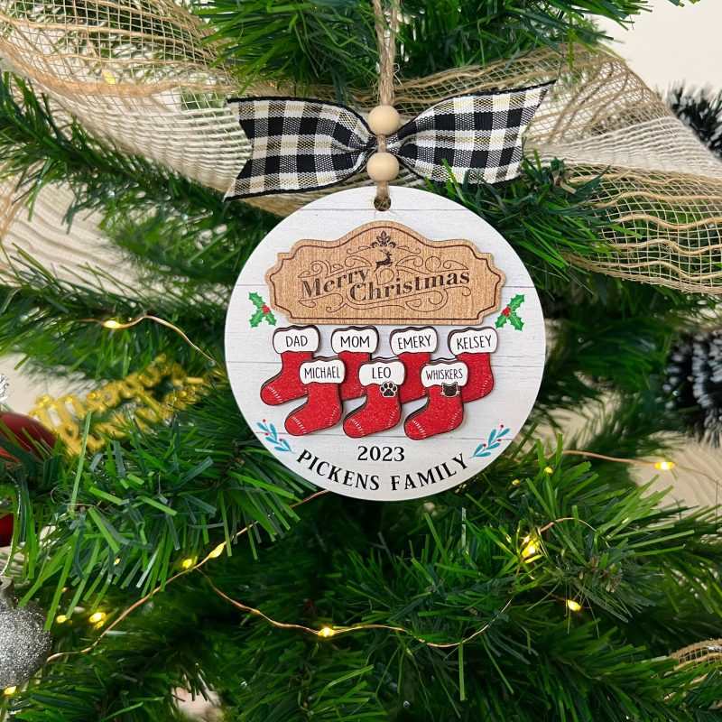 Personalized Family Christmas Ornament 2023, Stocking Christmas Ornament