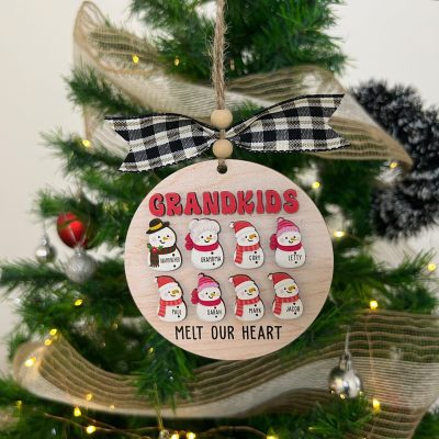 Personalized Grandkids Melt My Heart Christmas Ornament 2023