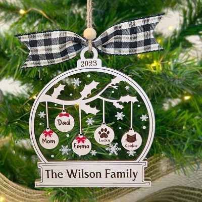 Personalized Family Christmas Ornament, Family Tree Custom, Christmas Tree Ornament