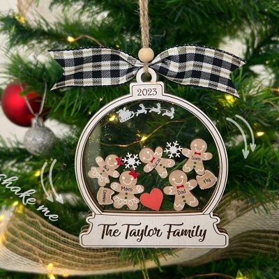 Personalized Family Ornament 2023, Gingerbread Family Christmas Ornament Personalized